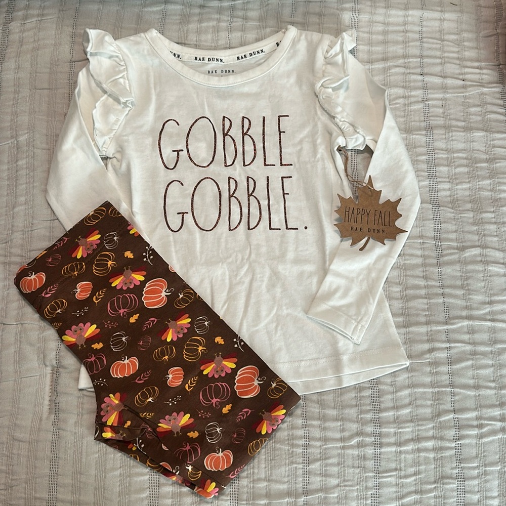 “Gobble” “Gobble” Rae Dunn Thanksgiving Girls Outfit